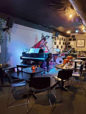 The set-up for A Tribute to Vince Guaraldi & Christmas Classics