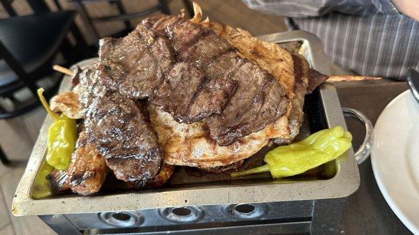 Parillada (Mixed Grill - Steak, Chicken, Sausage, Pork Chops & Sliced Cow Heart)