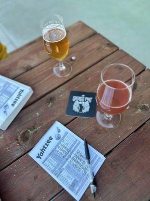 Enjoying the good weather on the patio! Good selection of beer.