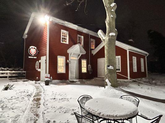 Our beautiful building in the snow