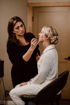 Creating a custom hair and makeup look for this beautiful bride.