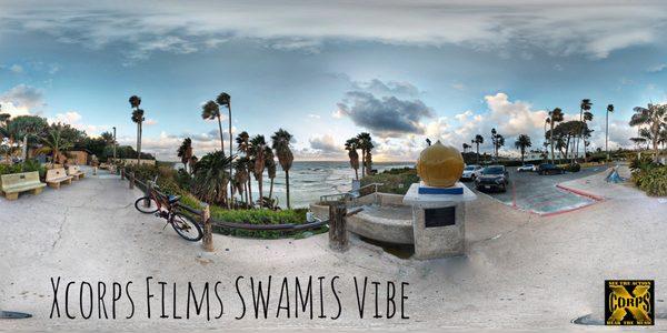 Panorama 180 shot at the Swamis Surf Park overlook Encinitas California.