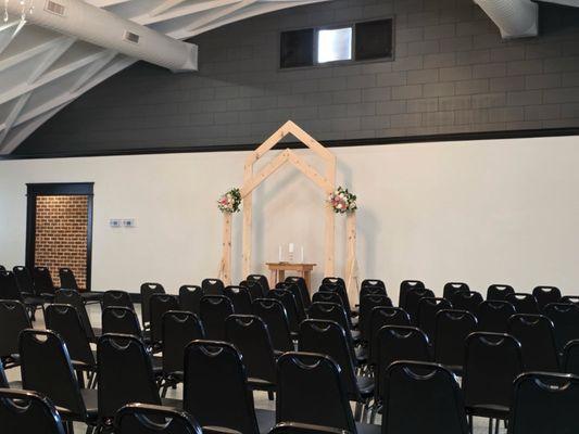 Arch and chairs for the ceremony