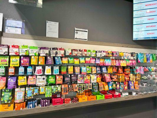 Our wall of edibles includes dozens of types and flavors!