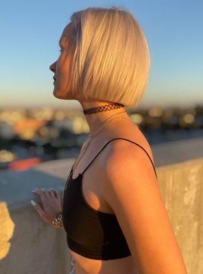 Platinum blonde and haircut