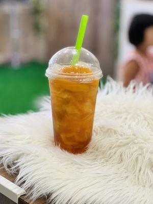 Peach ice tea with fruit