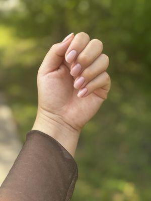 Gel Manicure with color 'put in neutral' by OPI in a round shape