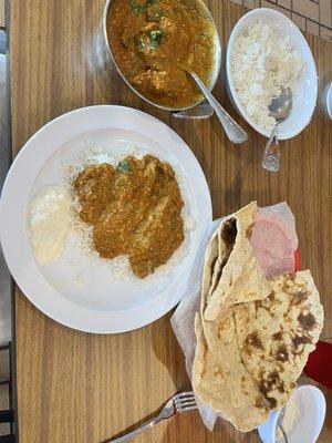 Lamb Rogan Josh, roti.