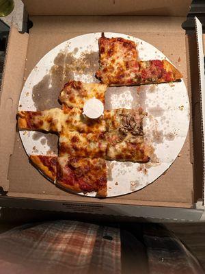 This pizza was just okay. Definitely not worth the $52 we paid for this and a medium ham and pineapple.