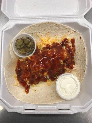 Smoked chicken burrito $9.99