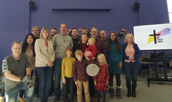 Some of our members meeting in our worship space.