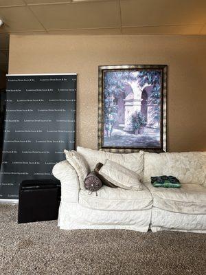 spa waiting area sofa