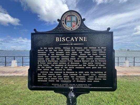 Biscayne Historical Marker