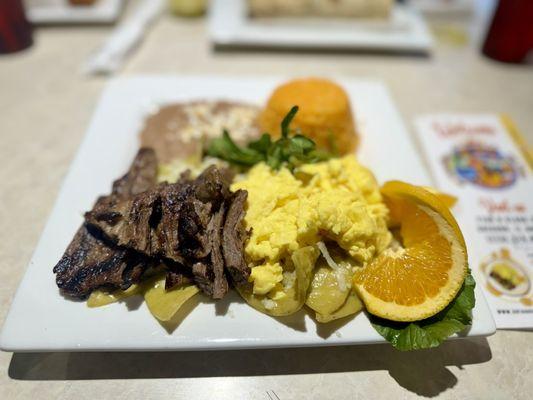 Green salsa Chilaquiles with Steak Breakfast