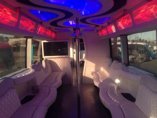 Inside all white bus 40-55 passengers first room 2 room areas total