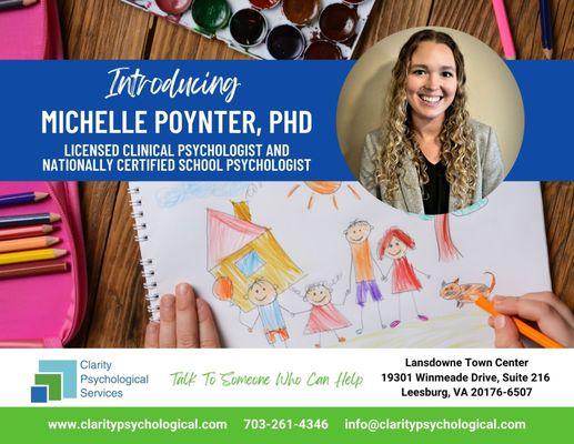 Dr. Poynter is excellent with child and adolescents (both therapy and testing)!