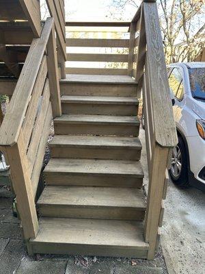 Steps were slippery and dangerous needed a fix. Next pic