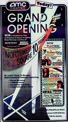 AMC Northwest Square 10 Theatre Grand Opening Advertisement, 1986
