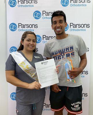 Happy client at Parsons Orthodontics