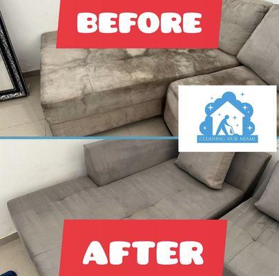 Sofa cleaning before/after