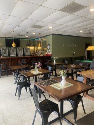 The attached bar with pool and a stage for karaoke