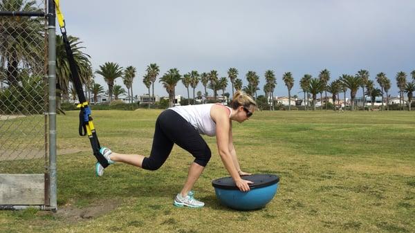 Suspended TRX Burpee with BOSU