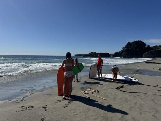Boogie boards and surf board