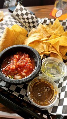 Complimentary chips and salsa. Yum!