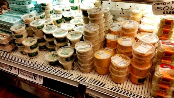 Chicken salad, ham salad & pimento cheese.