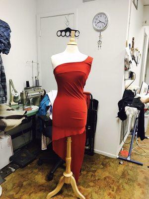 Custom Salsa dress, Designed by Paul Gonzalez and made at Irene's Shop