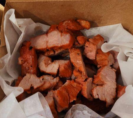 Bbq pork skewer sans skewers.