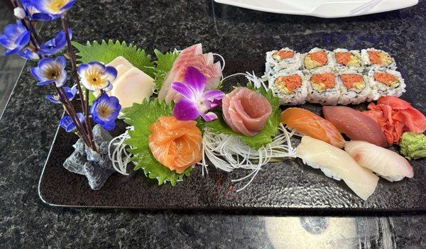 Sushi & Sashimi Combo Entree that includes a spicy tuna roll (not GF)