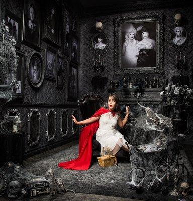 Our haunted victorian mansion in black and white, originally created for Anastasia Halloween