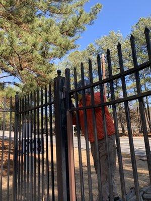 Gate repair, welded, and hung