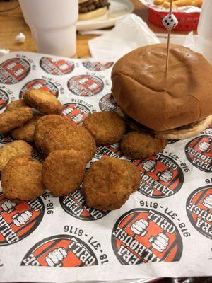 Fired pickles and burger
