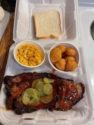Brisket, mac n cheese & corn nuggets