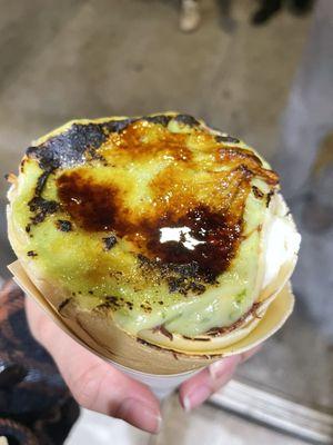 matcha creme brulee crepe