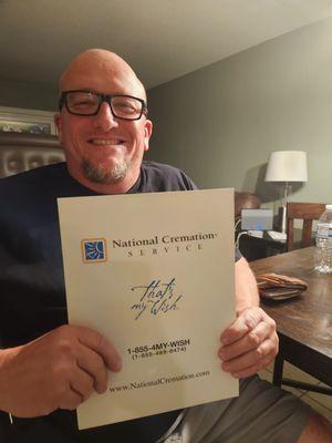 Celebrating my pre-planning. A gift for my kids. Thanks, Donna W