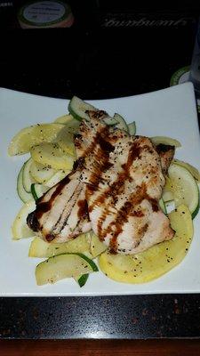 Chef is creating daily specials, fish & chips on Friday lunch is hard to beat, grilled chicken over fresh veggies pictured.