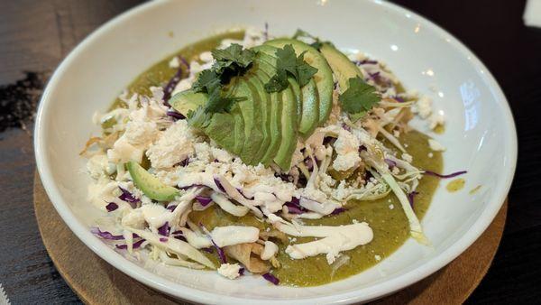 Chicken enchiladas in salsa verde