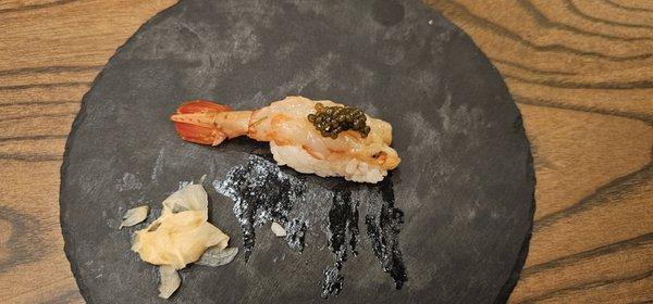 Ama ebi ( sweet shrimp) with caviar on top