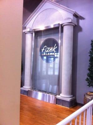 Water wall in lobby
