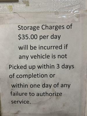 Storage fee