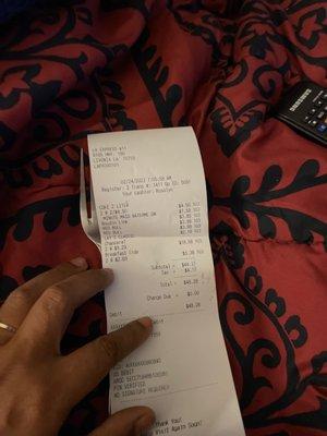 A receipt on how jacking look a breakfast cost 9.29