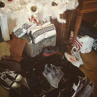 The shoes and coats we donated to the homeless shelter this year. What amazing clientelle we have!