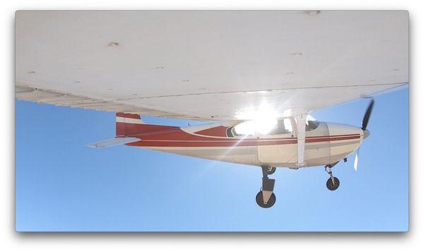 Steep bank after skydivers jumped