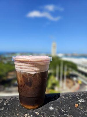 Nice background for photos of your drinks... Aloha Tower view!