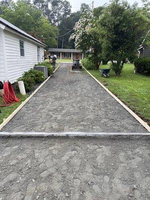 Prep work for a new drivway.