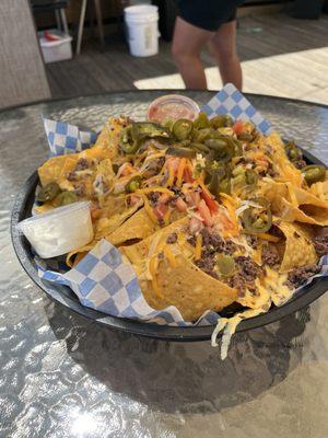 Beef Nachos - plenty enough for 4 people.