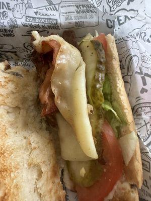 Showing the end of my sandwich with not meat!!